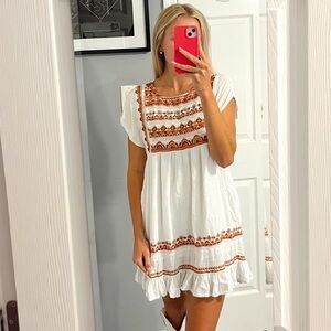 Free People Sunrise Wanderer Embroidered Detail Dress